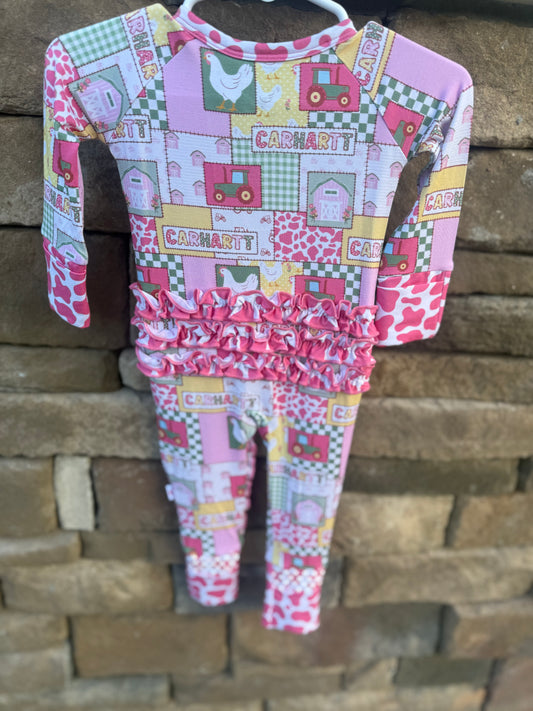 Pink Farm Ruffled Bamboo Zippy