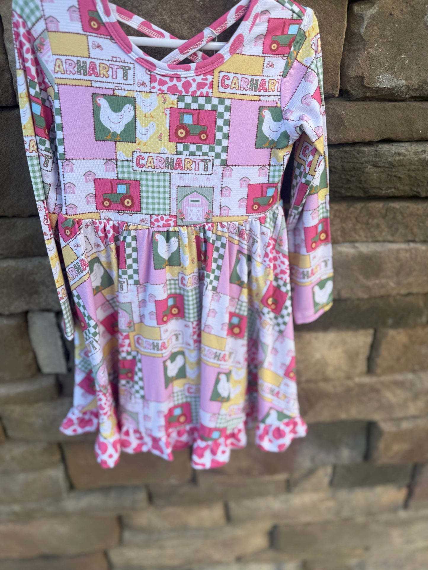 Pink Farm Bamboo Long Sleeve Twirl Dress