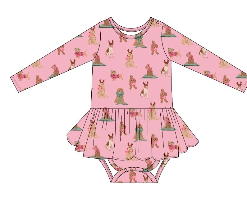 PRE-SALE Pinkmas Pups Bamboo BodySuit Twirl