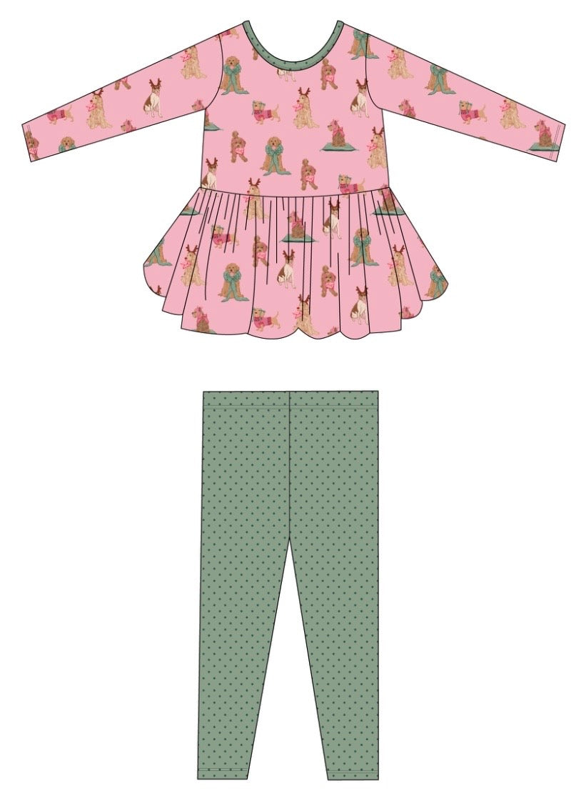 PRE-SALE Pinkmas Pups Bamboo Peplum