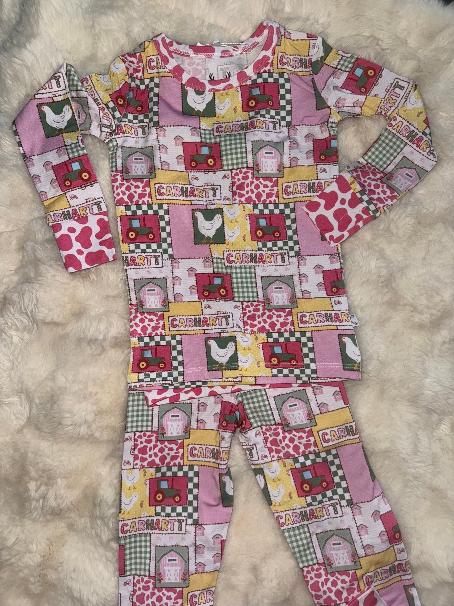 Pink Farm Bamboo Long Sleeve Set