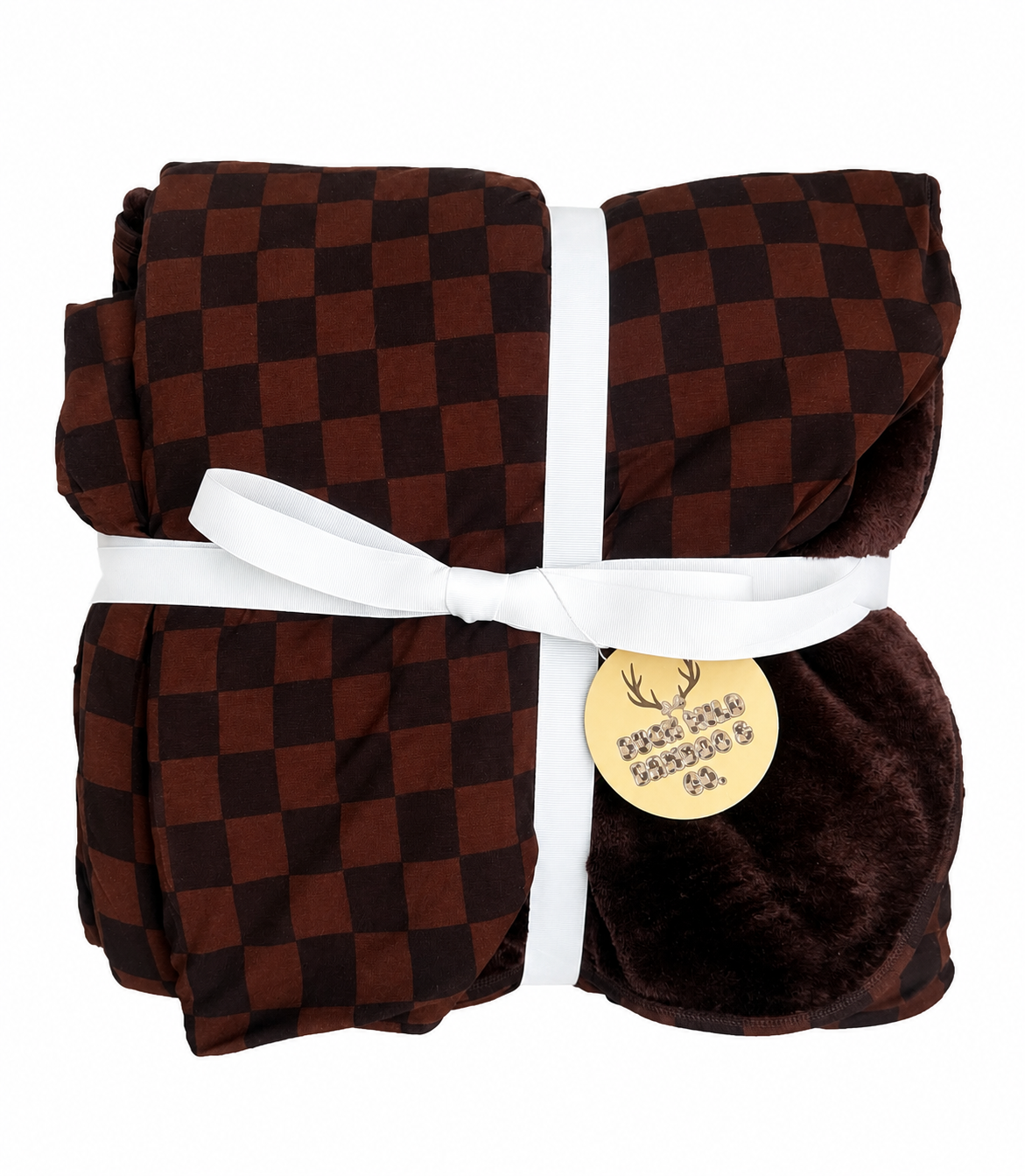 Mocha Checks 60x80 Bamboo Minky Plush Blanket